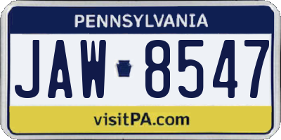 PA license plate JAW8547