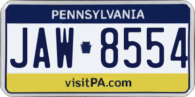 PA license plate JAW8554