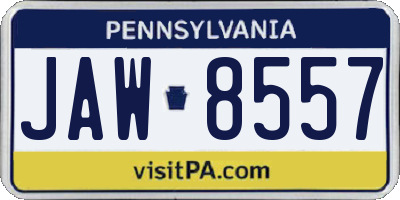 PA license plate JAW8557