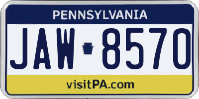PA license plate JAW8570