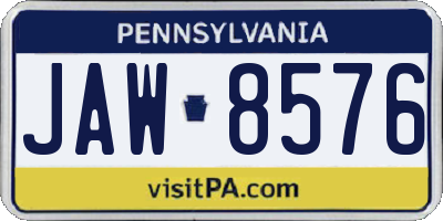 PA license plate JAW8576