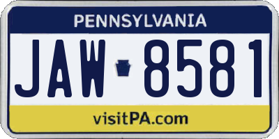 PA license plate JAW8581