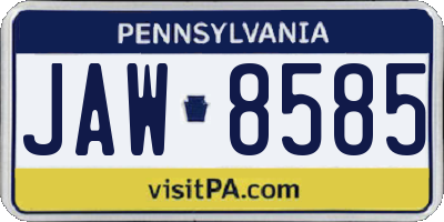 PA license plate JAW8585