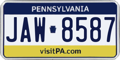 PA license plate JAW8587