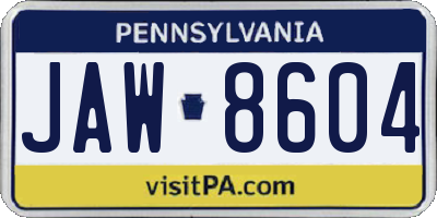 PA license plate JAW8604
