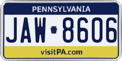PA license plate JAW8606