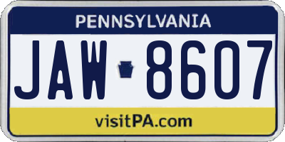 PA license plate JAW8607