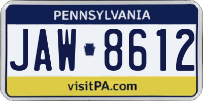 PA license plate JAW8612