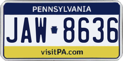 PA license plate JAW8636