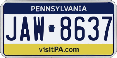 PA license plate JAW8637