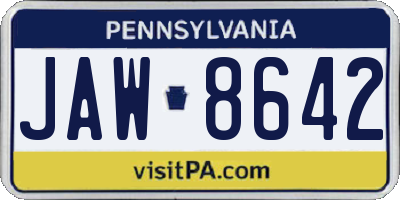 PA license plate JAW8642