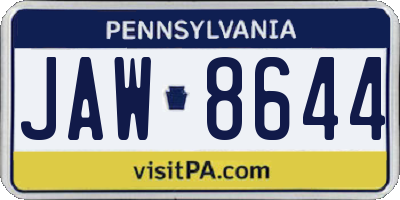 PA license plate JAW8644