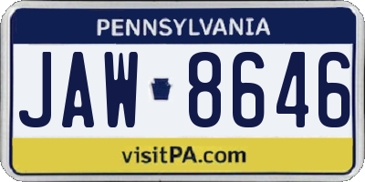 PA license plate JAW8646