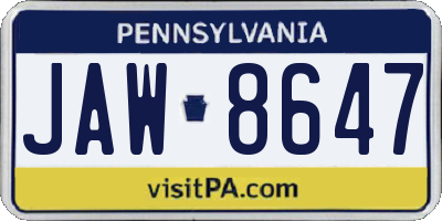 PA license plate JAW8647