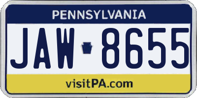 PA license plate JAW8655