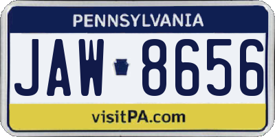 PA license plate JAW8656