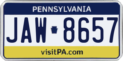 PA license plate JAW8657