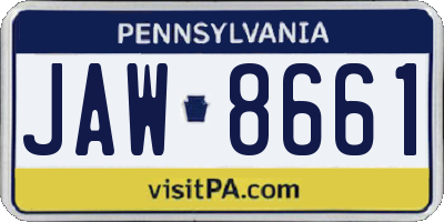 PA license plate JAW8661