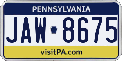 PA license plate JAW8675