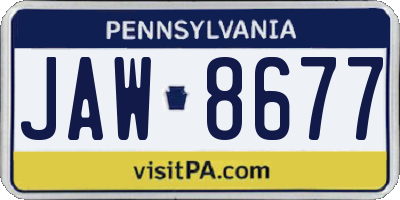 PA license plate JAW8677