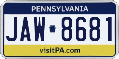 PA license plate JAW8681