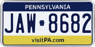 PA license plate JAW8682