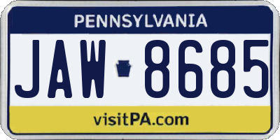 PA license plate JAW8685