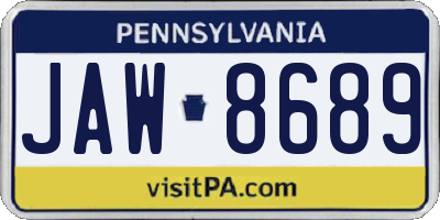 PA license plate JAW8689