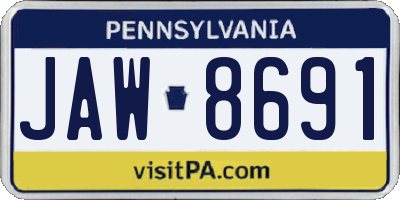 PA license plate JAW8691