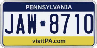 PA license plate JAW8710