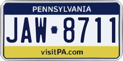 PA license plate JAW8711