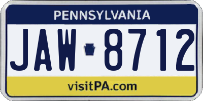 PA license plate JAW8712