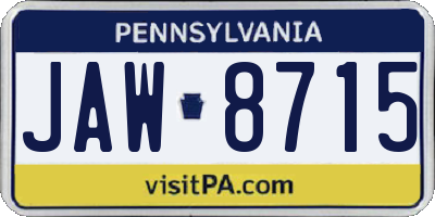 PA license plate JAW8715
