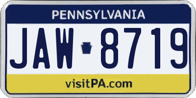 PA license plate JAW8719