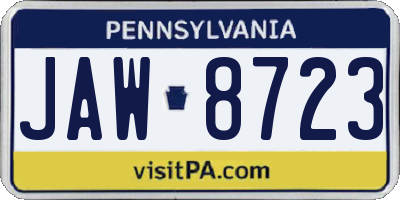 PA license plate JAW8723