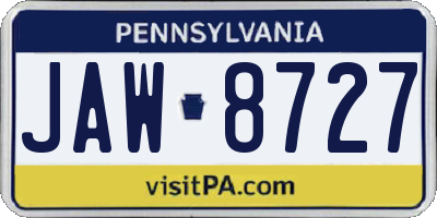 PA license plate JAW8727