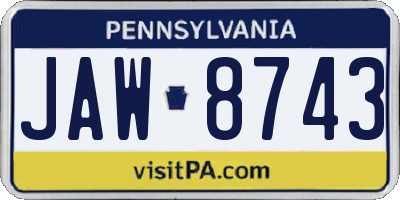 PA license plate JAW8743