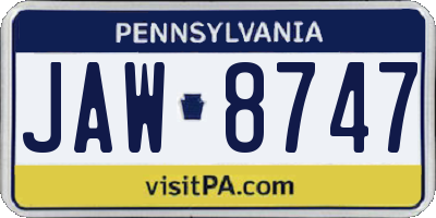 PA license plate JAW8747