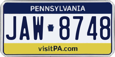 PA license plate JAW8748