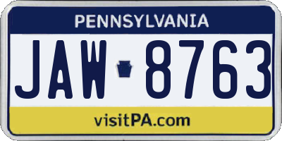 PA license plate JAW8763