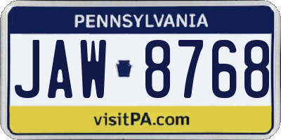 PA license plate JAW8768