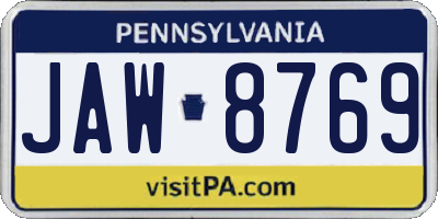 PA license plate JAW8769