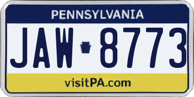 PA license plate JAW8773