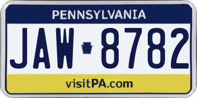 PA license plate JAW8782