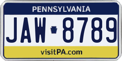 PA license plate JAW8789