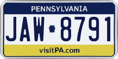 PA license plate JAW8791