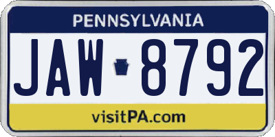 PA license plate JAW8792