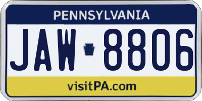 PA license plate JAW8806