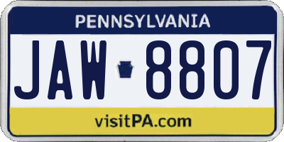 PA license plate JAW8807