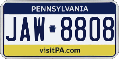 PA license plate JAW8808